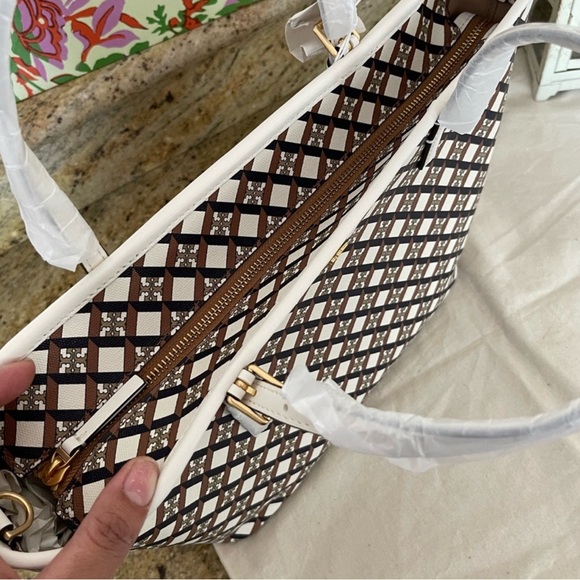 New Tory Burch Women's Geo Logo Mini Top Zip Tote - Picture 9 of 13